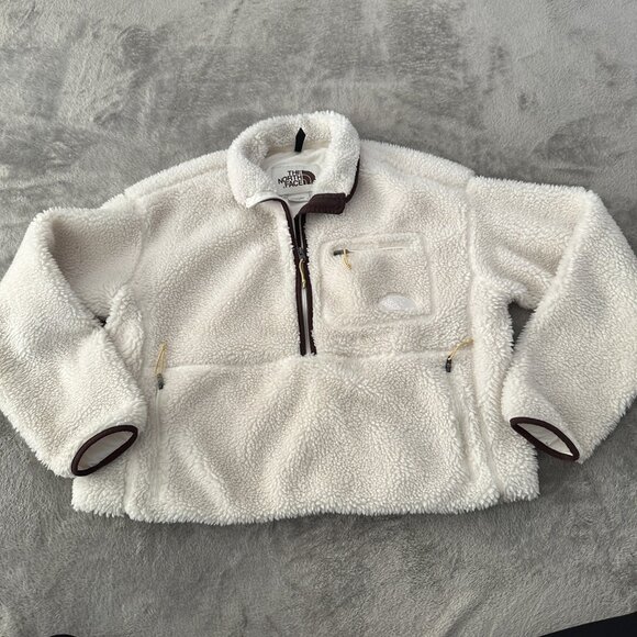 The North Face Extreme Pile Sherpa Half Zip Pullover Sweatshirt Medium Cropped - Picture 1 of 8